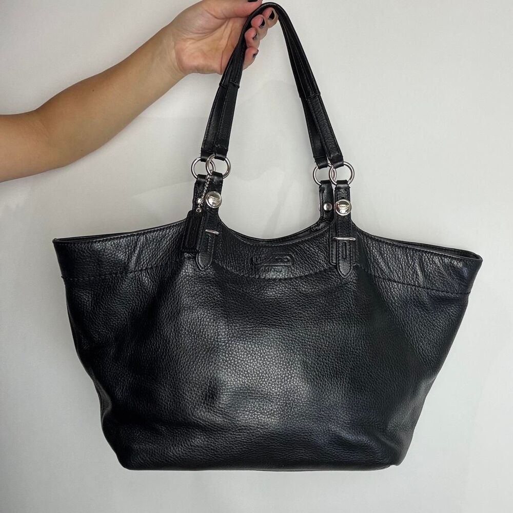 Coach Carly Vintage Y2K Black Pebbled Leather Tote Shoulder Bag